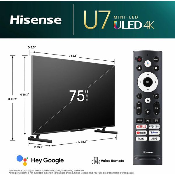 Hisense 75 Inch U7K Series 4K ULED Quantum HDR Smart Android TV+2 Year Warranty Online Hot Sale