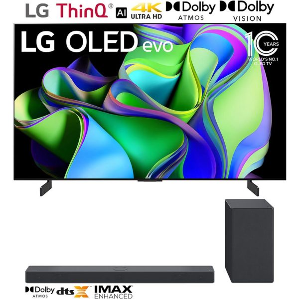 LG OLED evo C3 48  HDR 4K Smart OLED TV w  LG SC9S 3.1.3ch Sound Bar (2023 Model) For Sale