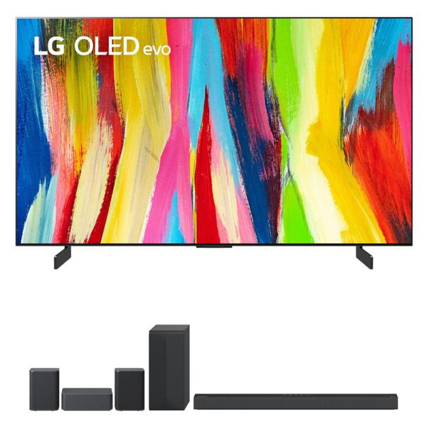 LG 48  HDR 4K Smart OLED Evo TV 2022 + LG S65Q Soundbar + Rear Speaker Kit For Cheap