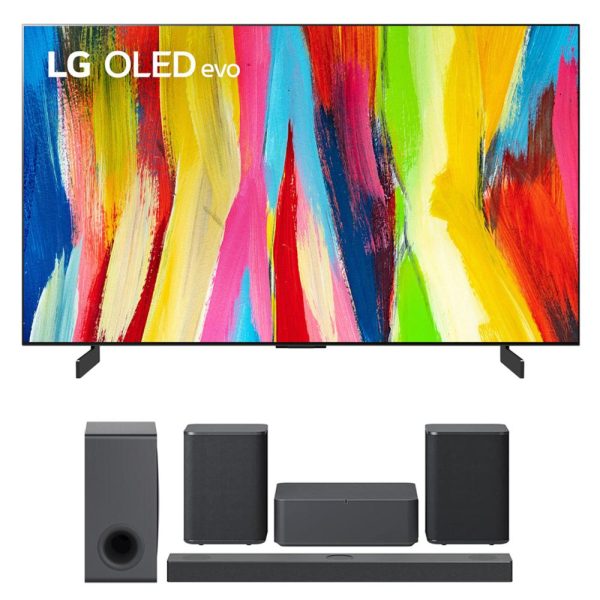 LG 48  HDR 4K Smart OLED Evo TV 2022 + LG S80QY Soundbar + Rear Speaker Kit For Sale