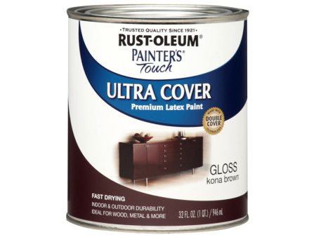 Rust-Oleum Painters Touch Gloss Kona Brown Ultra Cover Paint Exterior and Interior 1 qt Supply