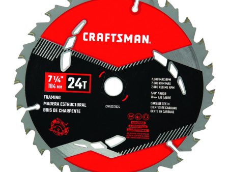 Craftsman 7-1 4 in. D X 5 8 in. High Performance Carbide Circular Saw Blade 24 teeth 1 pk Discount