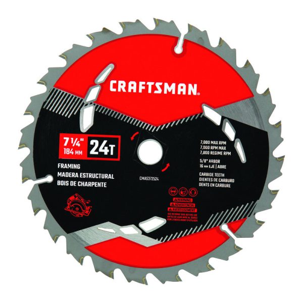 Craftsman 7-1 4 in. D X 5 8 in. High Performance Carbide Circular Saw Blade 24 teeth 1 pk Discount