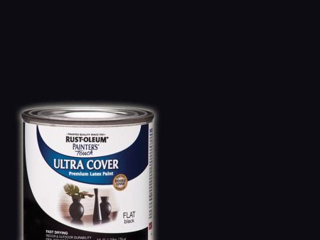 Rust-Oleum Painters Touch Flat Black Water-Based Ultra Cover Paint Exterior and Interior 0.5 pt Hot on Sale