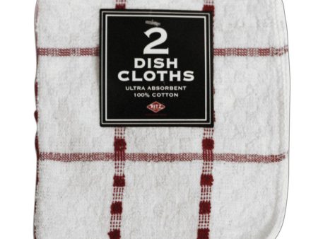 Ritz Paprika Cotton Check Solid Dish Cloth 2 pk Discount