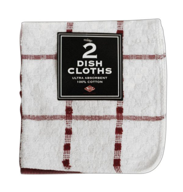 Ritz Paprika Cotton Check Solid Dish Cloth 2 pk Discount