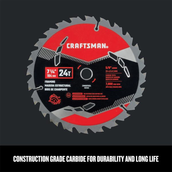 Craftsman 7-1 4 in. D X 5 8 in. High Performance Carbide Circular Saw Blade 24 teeth 1 pk Discount