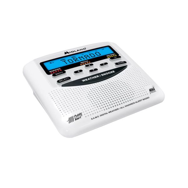 Midland White NOAA Weather Alert Radios Digital Battery Operated Discount