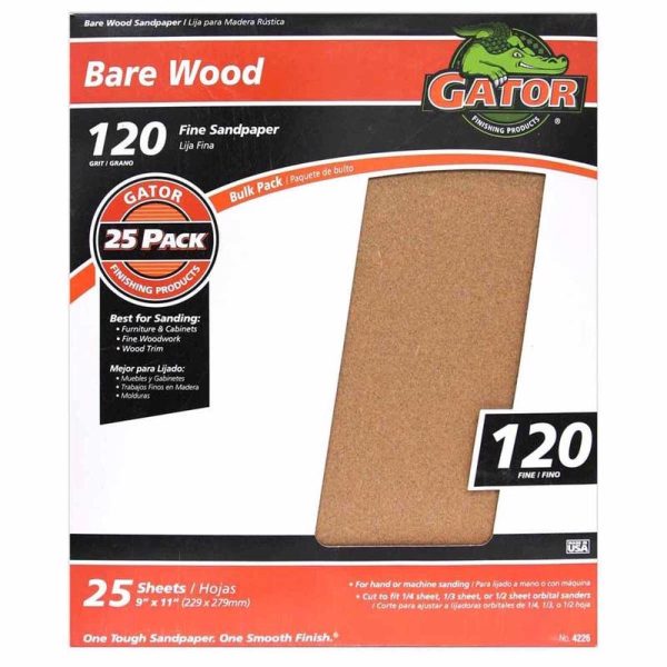 Gator 11 in. L X 9 in. W 120 Grit Aluminum Oxide Sanding Sheet Supply