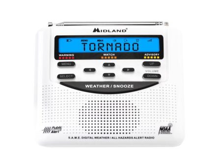 Midland White NOAA Weather Alert Radios Digital Battery Operated Discount