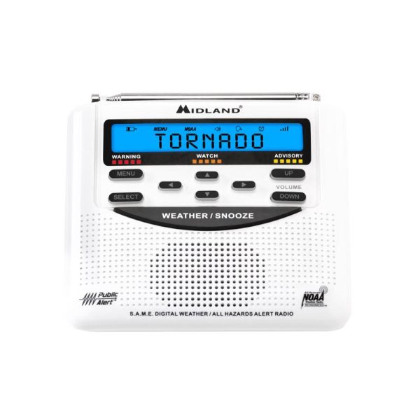 Midland White NOAA Weather Alert Radios Digital Battery Operated Discount