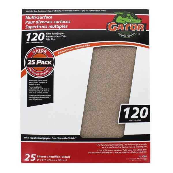 Gator 11 in. L X 9 in. W 120 Grit Aluminum Oxide Sandpaper 1 pk Cheap