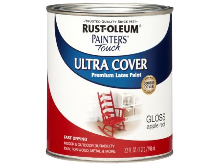 Rust-Oleum Painters Touch Ultra Cover Gloss Apple Red Water-Based Paint Exterior and Interior 1 qt Discount