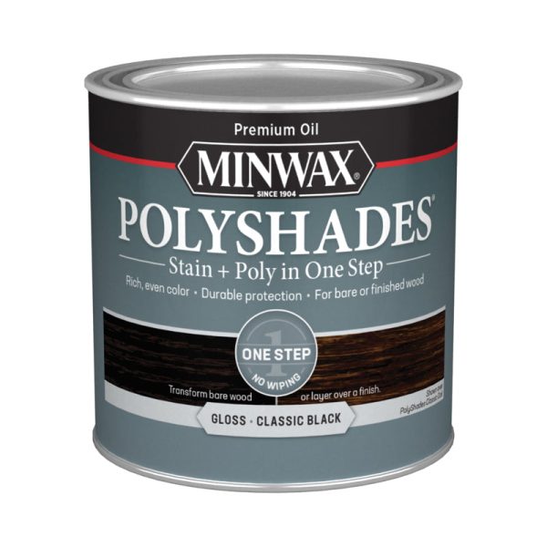 Minwax PolyShades Semi-Transparent Gloss Classic Black Stain Polyurethane Finish 0.5 pt on Sale