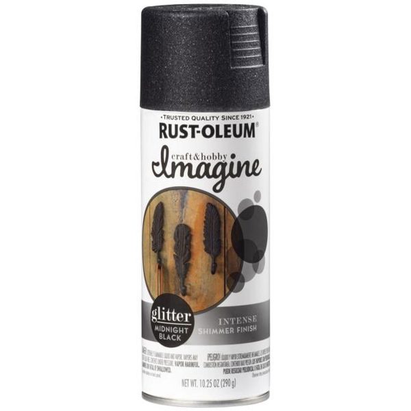 Rust-Oleum Imagine Glitter Midnight Black Spray Paint 10.25 oz For Sale