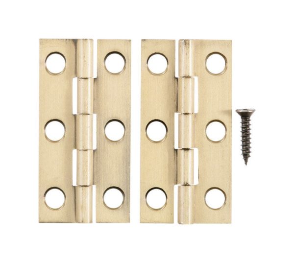 Ace 2 in. W X 1 in. L Antique Brass Brass Narrow Hinge 2 pk For Discount